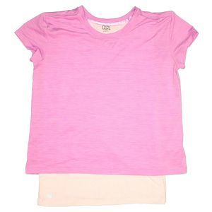 Athleta Girl Layered Activewear Crewneck Short Sleeve Tee Pink